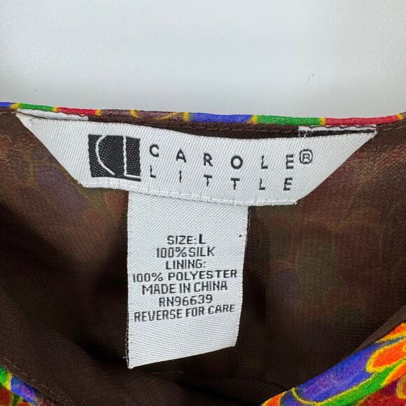 Carole Little Vintage 100% Silk Printed Cami Tank Top Size L Y2K Retro Artsy - Picture 3 of 6